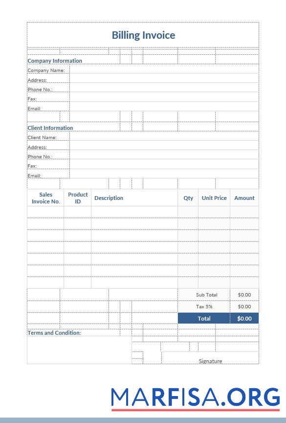 Printable Billing Invoice Template